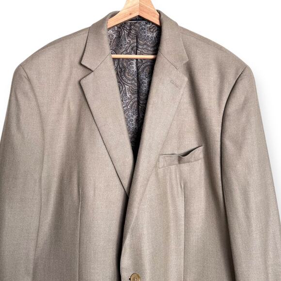 Ralph Lauren Beige Silk Wool Two Button Paisley Lined Blazer Men's Size 48L - Picture 3 of 12